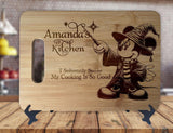 Wizarding Magical Mickey - Personalized Name & Date - Kitchen Housewarming Wedding Gift Sign - Custom Engraved Bamboo Display Cutting Board - OwlTopThat