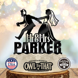 Gamer Reluctant Groom Wedding Cake Topper – Personalized Mr & Mrs Video Game Cake Topper