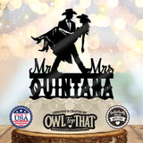 Western Couple Custom Wedding Cake Topper - Personalized Name - Cowboy Cowgirl Weddings