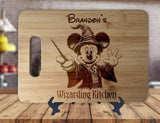 Mickey Magical Wizard - Personalized Name - Kitchen Housewarming Wedding Gift Sign - Custom Engraved Bamboo Display Cutting Board - OwlTopThat
