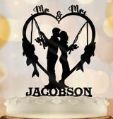 Fishing Wedding Cake Topper Fishing Couple - OwlTopThat