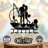 Fishing Couple Boating Adventure – Personalized Last Name Wedding Cake Topper - OwlTopThat