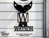 Nautical Whale Personalized Name Initial with House Numbers Outdoor Indoor Floating Acrylic Signage with 1 inch Standoff Mounting Screws - OwlTopThat