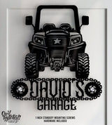 Side by Side UTV ROV OHV Buggy Personalized with Name Sign Small Engine Garage Shop Custom Signage with 1 inch Standoff Mounting Screws - OwlTopThat
