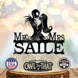 Jack and Sally Mr & Mrs – Personalized Last Name Wedding Cake Topper - OwlTopThat