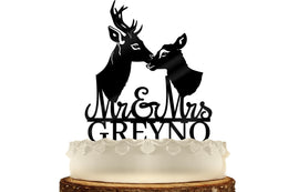 Buck and Doe Wedding Cake Topper Hunting Couple - OwlTopThat