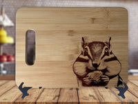 Chipmunk Cute Wildlife  - Kitchen Housewarming Wedding Gamer Gift - Custom Engraved Bamboo Display Cutting Board - OwlTopThat