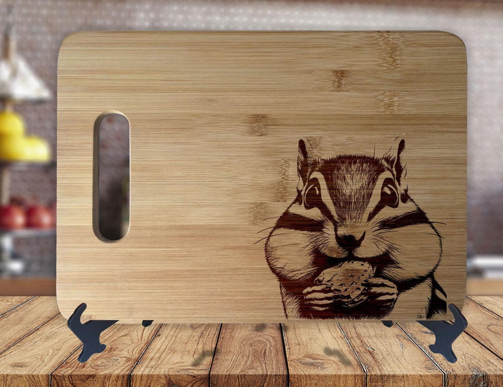 Chipmunk Cute Wildlife  - Kitchen Housewarming Wedding Gamer Gift - Custom Engraved Bamboo Display Cutting Board - OwlTopThat