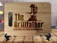 Mobster The Grillfather Wise Guy Housewarming Anniversary Wedding Christmas Gift Personalized Cutting Board Engagement Bamboo - OwlTopThat