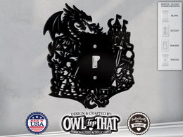 Dungeons and Dragons Scene Light Switch Plate Cover - Custom Acrylic Wall Decor - Toggle Rocker Outlet - OwlTopThat