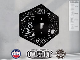 Dungeons and Dragons D20 Dice Light Switch Plate Cover - Custom Acrylic Wall Decor - Toggle Rocker Outlet - OwlTopThat