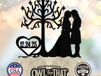 Arwen and Aragorn Heart - Tree of Gondor LOTR - Personalized Date - Fantasy Themed - Custom Wedding Cake Topper - OwlTopThat