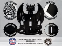Dragon Wall Switch Cover Plate for Standard Size Toggle, Rocker, Duplex Double Outlet, and Blank Wall Plates - OwlTopThat