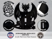 Dragon Wall Switch Cover Plate for Standard Size Toggle, Rocker, Duplex Double Outlet, and Blank Wall Plates - OwlTopThat