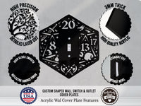 Dungeons and Dragons D20 Dice Light Switch Plate Cover - Custom Acrylic Wall Decor - Toggle Rocker Outlet - OwlTopThat