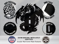 Dragon Light Switch Plate Cover - Custom Acrylic Wall Decor - Toggle Rocker Outlet - OwlTopThat