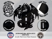 Dragon Light Switch Plate Cover - Custom Acrylic Wall Decor - Toggle Rocker Outlet - OwlTopThat