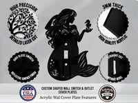 Mermaid Light Switch Plate Cover - Custom Acrylic Wall Decor - Toggle Rocker Outlet - OwlTopThat