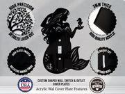 Mermaid Light Switch Plate Cover - Custom Acrylic Wall Decor - Toggle Rocker Outlet - OwlTopThat