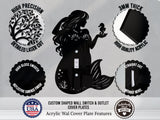 Mermaid Light Switch Plate Cover - Custom Acrylic Wall Decor - Toggle Rocker Outlet - OwlTopThat