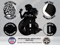 Mermaid Light Switch Plate Cover - Custom Acrylic Wall Decor - Toggle Rocker Outlet - OwlTopThat