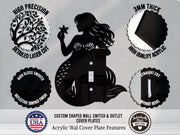 Mermaid Light Switch Plate Cover - Custom Acrylic Wall Decor - Toggle Rocker Outlet - OwlTopThat