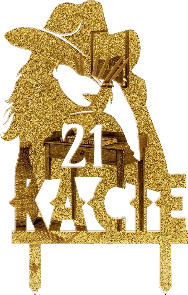 Cake topper color preview, Gold glitter