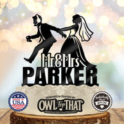 Gamer Reluctant Groom Wedding Cake Topper – Personalized Mr & Mrs Video Game Cake Topper