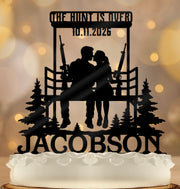 Hunting Wedding Cake Topper Hunting Couple Bride and Groom - OwlTopThat