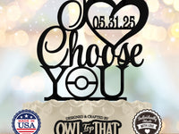 I Choose You Custom Wedding Cake Topper - Level Up Heart - Personalized with Date - Gamer Themed - OwlTopThat