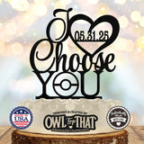 I Choose You Custom Wedding Cake Topper - Level Up Heart - Personalized with Date - Gamer Themed - OwlTopThat