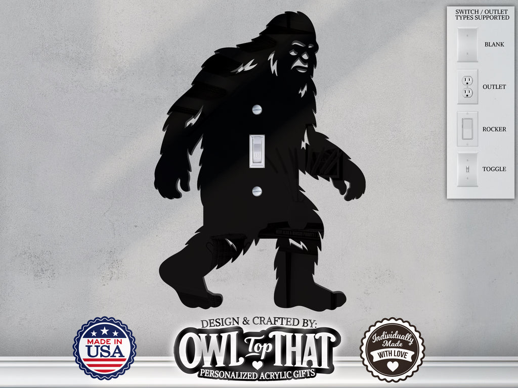 Bigfoot Light Switch Plate Cover - Custom Acrylic Fantasy Wall Decor - Toggle Rocker Outlet - OwlTopThat