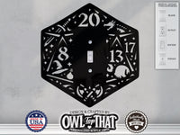 Dungeons and Dragons D20 Dice Light Switch Plate Cover - Custom Acrylic Wall Decor - Toggle Rocker Outlet - OwlTopThat