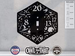 Dungeons and Dragons D20 Dice Light Switch Plate Cover - Custom Acrylic Wall Decor - Toggle Rocker Outlet - OwlTopThat