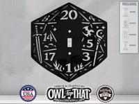 Dungeons and Dragons D20 Dice Light Switch Plate Cover - Custom Acrylic Wall Decor - Toggle Rocker Outlet - OwlTopThat