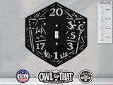 Dungeons and Dragons D20 Dice Light Switch Plate Cover - Custom Acrylic Wall Decor - Toggle Rocker Outlet - OwlTopThat