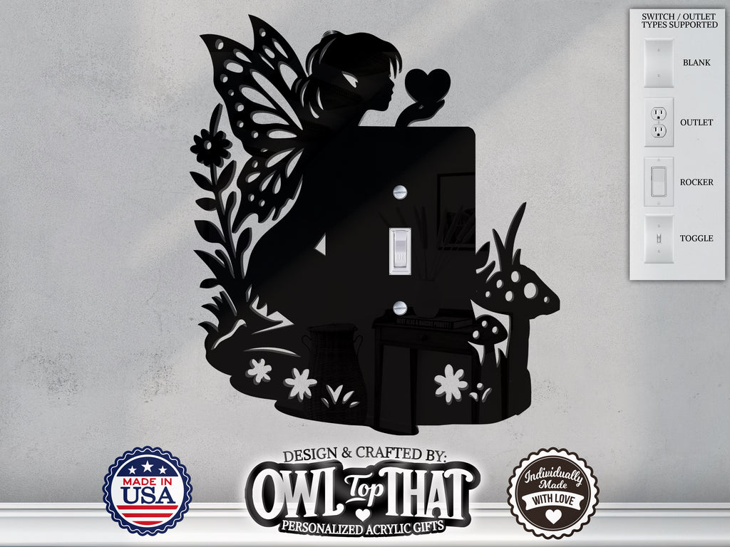 Fairy Nature Light Switch Plate Cover - Custom Acrylic Wall Decor - Toggle Rocker Outlet - OwlTopThat