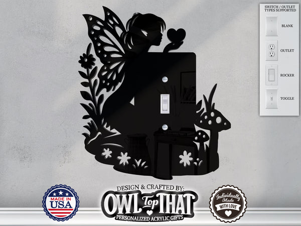 Fairy Nature Light Switch Plate Cover - Custom Acrylic Wall Decor - Toggle Rocker Outlet - OwlTopThat