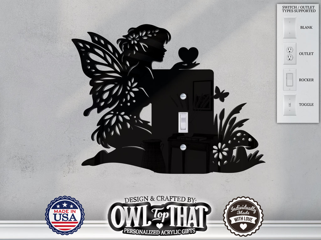 Fairy Nature Light Switch Plate Cover - Custom Acrylic Wall Decor - Toggle Rocker Outlet - OwlTopThat
