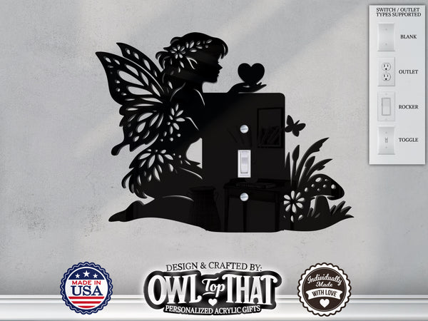 Fairy Nature Light Switch Plate Cover - Custom Acrylic Wall Decor - Toggle Rocker Outlet - OwlTopThat