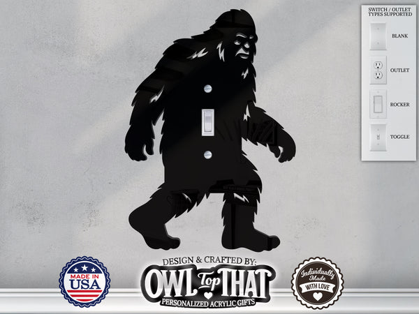 Bigfoot Light Switch Plate Cover - Custom Acrylic Fantasy Wall Decor - Toggle Rocker Outlet - OwlTopThat