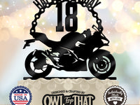 Sportbike Birthday Cake Topper - Personalized Age - Racing Biker Birthday Gift