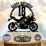 Sportbike Birthday Cake Topper - Personalized Age - Racing Biker Birthday Gift