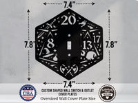 Dungeons and Dragons D20 Dice Light Switch Plate Cover - Custom Acrylic Wall Decor - Toggle Rocker Outlet - OwlTopThat