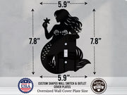 Mermaid Light Switch Plate Cover - Custom Acrylic Wall Decor - Toggle Rocker Outlet - OwlTopThat