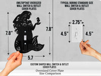 Mermaid Light Switch Plate Cover - Custom Acrylic Wall Decor - Toggle Rocker Outlet - OwlTopThat