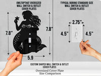 Mermaid Light Switch Plate Cover - Custom Acrylic Wall Decor - Toggle Rocker Outlet - OwlTopThat