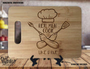 Real Men Cook Like Name Chef Personalized Kitchen Decor Custom Engraved Anniversary Housewarming Gift Sign Display Cutting Board - OwlTopThat