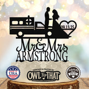 Ambulance Personalized with Name & Date Wedding Cake Topper