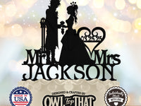 Anime Couple Custom Wedding Cake Topper - Anime Gamer Couple - Personalized Mr & Mrs Name & Date - Gamer Themed - OwlTopThat